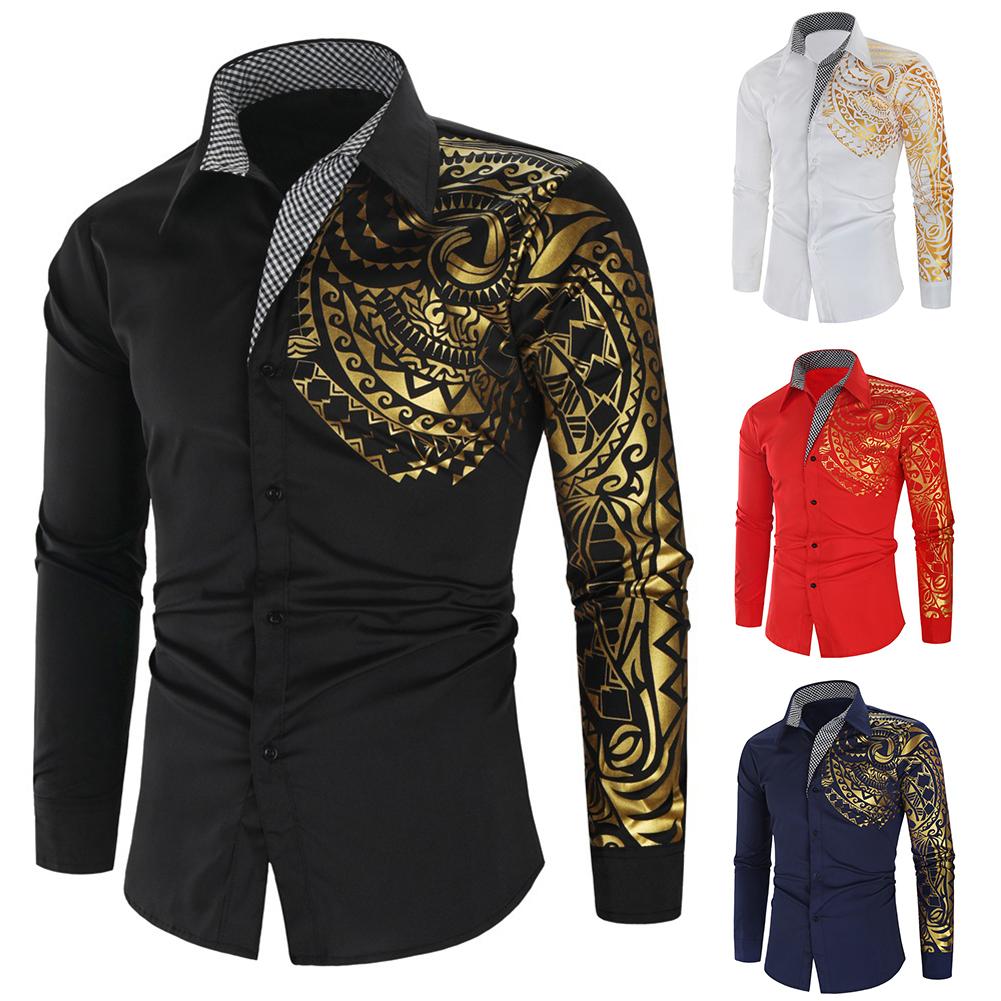 Long-sleeved Camisa Masculina Chemise Men Public Club Fancy Shirt ...